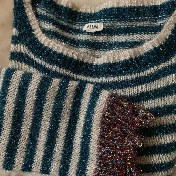 Prima Cropped Striped Tinsel Sweater - Picture 7 of 8